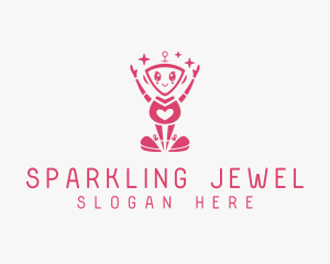 Happy Heart Sparkling  Robot logo design