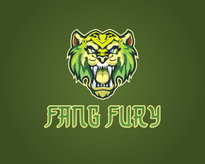 Green Sabertooth Tiger logo design