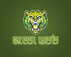 Green Sabertooth Tiger logo design