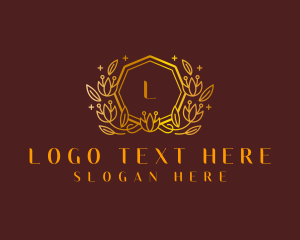Gold - Wreath Organic Floral logo design