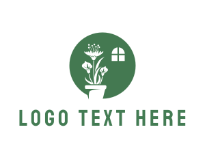 Green Flower - Green Indoor Plant logo design