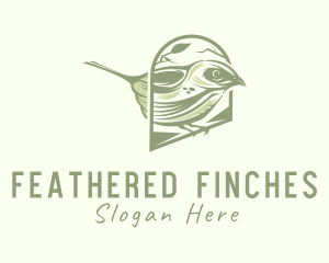 Perched Finch Bird logo design