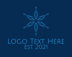 Ice - Line Art Snowflake logo design