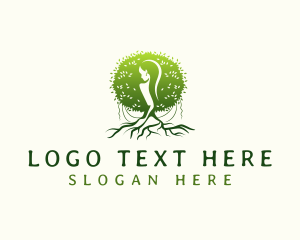 Meditation - Eco Feminine Tree logo design