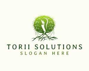 Eco Feminine Tree  logo design