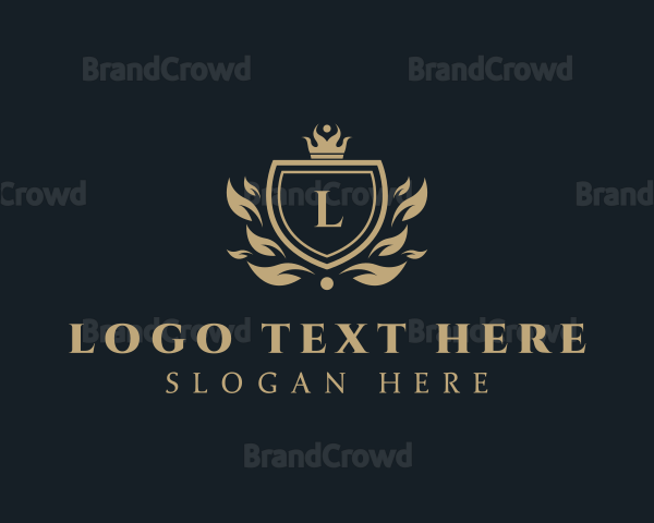Leaves Crown Jewelry Shield Logo
