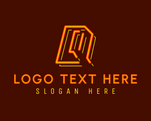 Orange - Neon Retro Gaming Letter Q logo design