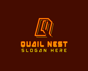 Neon Retro Gaming Letter Q logo design