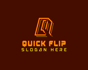 Neon Retro Gaming Letter Q logo design