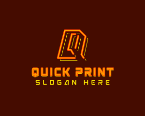 Neon Retro Gaming Letter Q logo design