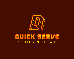 Neon Retro Gaming Letter Q logo design