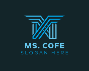 Blue Wings Letter M logo design