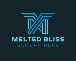 Blue Wings Letter M logo design