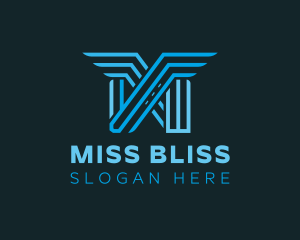 Blue Wings Letter M logo design