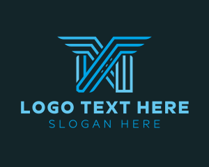 Lettermark - Blue Wings Letter M logo design