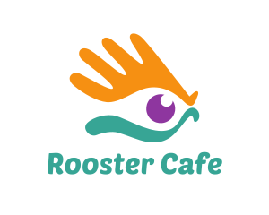 Hand Rooster Eye logo design