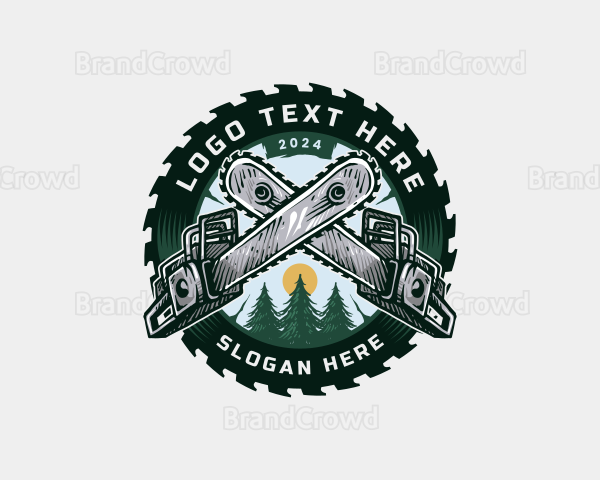 Chainsaw Pine Tree Blade Logo