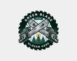 Chainsaw Pine Tree Blade logo design