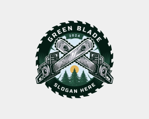 Chainsaw Pine Woods Blade logo design