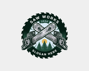 Chainsaw Pine Woods Blade logo design