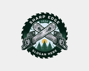 Chainsaw Pine Woods Blade logo design