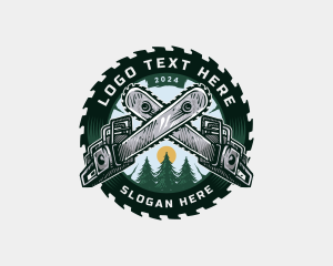 Woodcutter - Chainsaw Pine Tree Blade logo design
