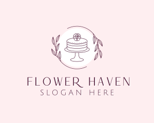 Flower Cake Dessert logo design