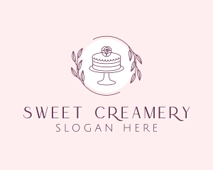 Flower Cake Dessert logo design