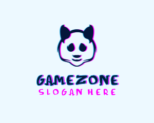 Glitch Panda Gamer logo design