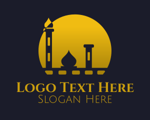 Muslim - Yellow Mosque Sunset logo design