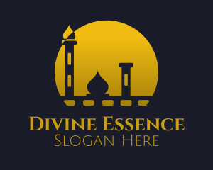 Allah - Yellow Mosque Sunset logo design