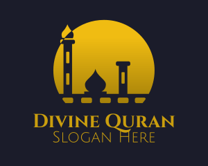 Quran - Yellow Mosque Sunset logo design