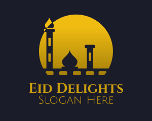 Eid - Yellow Mosque Sunset logo design