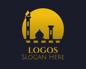 Kaaba - Yellow Mosque Sunset logo design