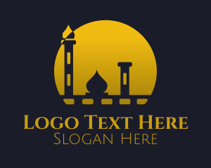 Eid - Yellow Mosque Sunset logo design