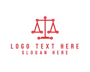 Law - Tech Scales of Justice logo design
