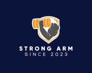 Arm - Dumbbell Arm Muscle Shield logo design