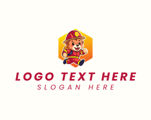 Firefighter - Fireman Running Bear logo design