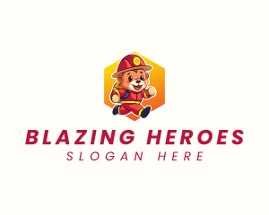 Fireman Running Bear logo design