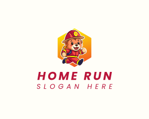 Fireman Running Bear logo design