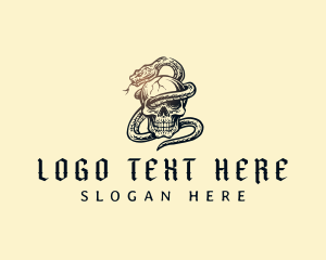 Coiled - Serpent Snake Skull logo design