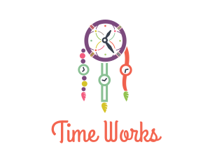 Time - Colorful Time Dreamcatcher logo design