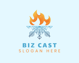 Hot - Flame Snow Ventilation logo design