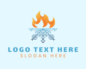 Heating - Flame Snow Ventilation logo design