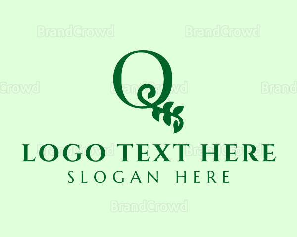 Eco Leaf Letter Q Logo