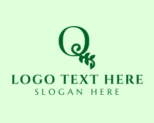 Herbs - Eco Leaf Letter Q logo design