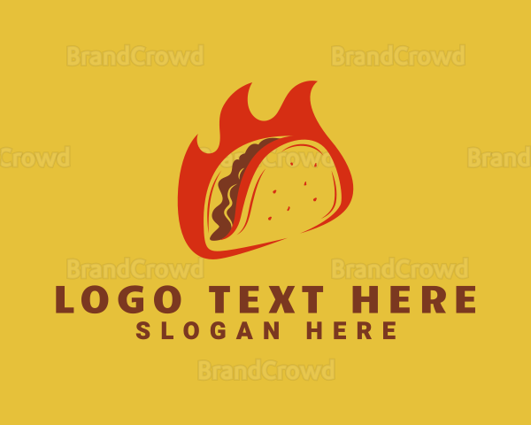 Flaming Taco Snack Logo