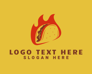 Tortilla - Flaming Taco Snack logo design