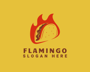 Flaming Taco Snack Logo