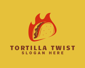 Tortilla - Flaming Taco Snack logo design